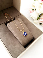 Four clover leaf evil eye necklace, choker necklace, clover evil eye necklace - Evileyefavor