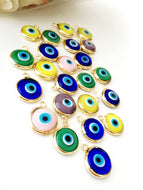2pcs gold plated evil eye pendants, 12mm evil eye charms, glass evil eye charms - Evileyefavor