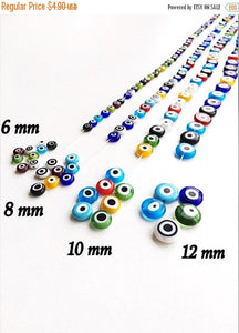 100 pieces evil eye beads 10mm, flat round mixes color evil eye beads, - Evileyefavor