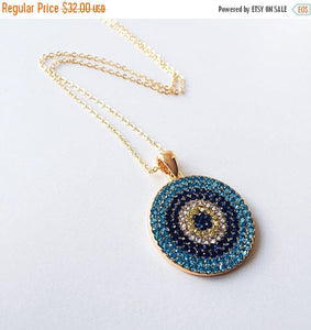 Evil Eye Necklace - Rose Gold Evil eye Jewelry - Zirconia evil eye necklace - Evileyefavor