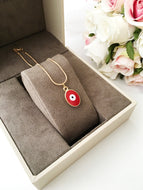 Tiny evil eye necklace, evil eye jewelry, 22K gold plated necklace - Evileyefavor