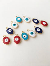 Oval evil eye charm, 5 pcs blue evil eye charms, enamel evil eye charms, blue evil eye bead, oval evil eye pendant, turkish nazar evil eye - Evileyefavor
