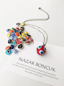 Murano glass evil eye necklace, evil eye charm necklace, lamp work evil eye necklace - Evileyefavor