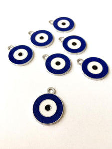 5 pcs evil eye charms, 20mm brass evil eye pendant, evil eye beads for necklace - Evileyefavor