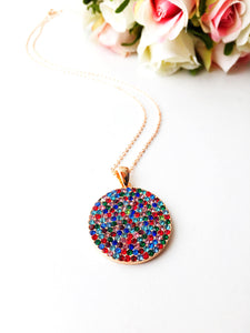 Cubic zirconia necklace, evil eye necklace, rose gold necklace, pave zirconia necklace - Evileyefavor