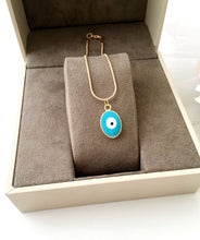 Tiny evil eye necklace, evil eye jewelry, 22K gold plated necklace, turquoise oval evil eye - Evileyefavor