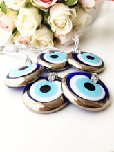 2pcs silver evil eye bead - 4.5cm - evil eye wall hanging - silver evil eye charm - Evileyefavor