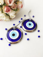 Silver evil eye bead - 7cm - evil eye wall hanging - gold evil eye charm - Evileyefavor