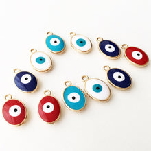 5 pcs Gold plated evil eye charm, evil eye pendant, evil eye enamel beads - Evileyefavor