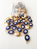 Oval evil eye charm, 5 pcs blue evil eye charms, enamel evil eye charms, blue evil eye bead, oval evil eye pendant, turkish nazar evil eye - Evileyefavor