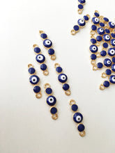 3 pcs Gold plated blue evil eye charm, evil eye pendant, evil eye connector - Evileyefavor