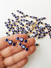 3 pcs Gold plated blue evil eye charm, evil eye pendant, evil eye connector - Evileyefavor
