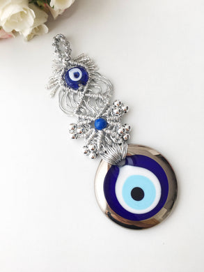 Silver Macrame Evil Eye Wall Hanging - Evileyefavor