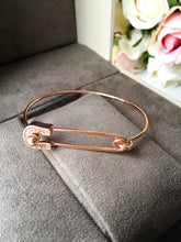 Safety Pin Bangle Bracelet, Silver Rose Gold Cuff Bracelet, Bangles - Evileyefavor