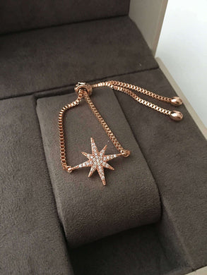 Rose Gold Star bracelet, Zircon Charm Bracelet - Evileyefavor