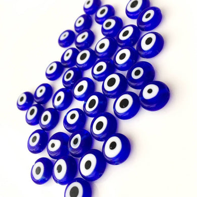 120 Pcs blue wholesale evil eye beads, blue 6mm to 12mm glass evil eye beads - Evileyefavor