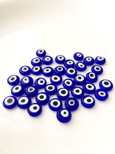 120 Pcs blue wholesale evil eye beads, blue 6mm to 12mm glass evil eye beads - Evileyefavor