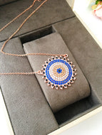 Evil eye necklace, gold evil eye necklace, zircoia sun necklace, everyday jewelry - Evileyefavor