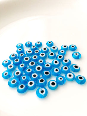 120 Pcs blue wholesale evil eye beads, turquoise 6mm to 12mm glass evil eye beads - Evileyefavor