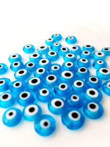 120 Pcs blue wholesale evil eye beads, turquoise 6mm to 12mm glass evil eye beads - Evileyefavor