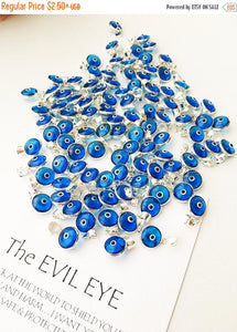 Navy blue evil eye charm | evil eye silver pendant | tiny glass evil eye charms | evil eye necklace pendant | evil eye connectors | silver - Evileyefavor