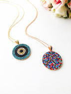 Cubic zirconia necklace, evil eye necklace, rose gold necklace, pave zirconia necklace - Evileyefavor