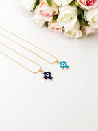 PROMO Cross evil eye necklace, evil eye pendant necklace, blue cross charm necklace - Evileyefavor