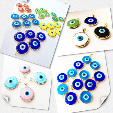 2pcs Evil eye beads, evil eye charm for necklace, glass evil eye charms, malacchio beads - Evileyefavor