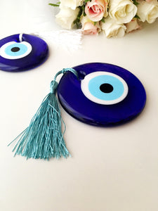 Evil eye beads, bulk gifts, 7cm, wedding favor for guest, evil eye charm with tassel - Evileyefavor
