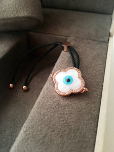 Evil Eye Bracelet, Clover Bracelet, Mother of Pearl - Evileyefavor