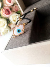 Hamsa Evil Eye Bracelet, Adjustable Bracelet, Mother of Pearl Bracelet - Evileyefavor