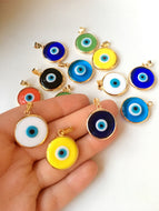 Evil eye beads 5 pcs, murano glass beads, evil eye charm for necklace, glass evil eye charms - Evileyefavor