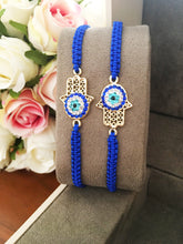 Hamsa Bracelet, Evil Eye Bracelet, Blue Macrame Bracelet - Evileyefavor