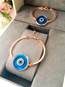 Murano Evil Eye Bracelet, Rose Gold Glass Bracelet - Evileyefavor