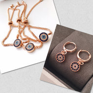 Evil Eye Bracelet Earrings Jewelry Set - Evileyefavor