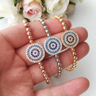 Evil Eye Bracelet, Beaded Chain Bracelet, BEST SELLING - Evileyefavor