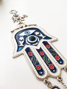 Blue Hamsa Hand Wall Decor, Blue Evil Eye Bead - Evileyefavor