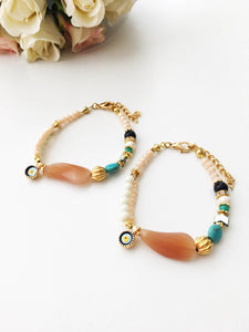 Bohemian Bracelet, Evil Eye Charm bracelet, Seed Beads Bracelet - Evileyefavor