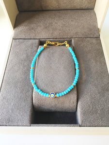 Evil Eye Turquoise Bead Bracelet, Seed Beads Bracelet - Evileyefavor