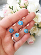 Turquoise hoop earrings - Evileyefavor