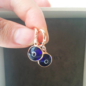 Blue evil eye hoop earrings - Evileyefavor