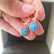 Turquoise hoop earrings - Evileyefavor
