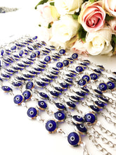 Silver Chain Bracelet, Glass Evil Eye Charm Bracelet, Greek Jewelry - Evileyefavor