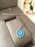 Evil eye necklace, turquoise beads necklace, turquoise evil eye necklace - Evileyefavor