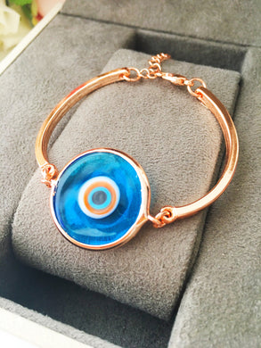 Murano Evil Eye Bracelet, Rose Gold Glass Bracelet - Evileyefavor