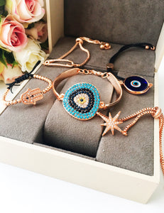Evil Eye Bracelet Set, Murano Evil Eye Bracelet, Elegant Bracelet - Evileyefavor