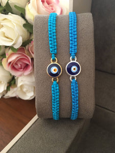 Evil Eye String Bracelet, Blue Macrame Bracelet, Greek Jewelry - Evileyefavor