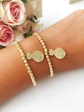 Pineapple Charm bracelet, Gold Beaded Bracelet, Summer Jewelry - Evileyefavor
