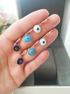 Turquoise hoop earrings - Evileyefavor