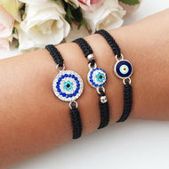 Evil Eye Bracelet, Black Macrame Bracelet - Evileyefavor